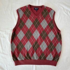 G. H. Bass & Co Men’s Argyle V Neck Sweater Vest Size L 100% Cotton